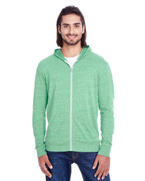 Triblend Full-Zip Light Hooded Sweatshirt | USA Decoration