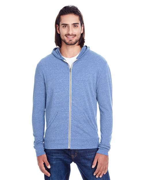 Triblend Full-Zip Light Hooded Sweatshirt | USA Decoration