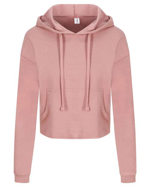 Women's Girlie Cropped Hooded Fleece with Pocket | USA Decoration