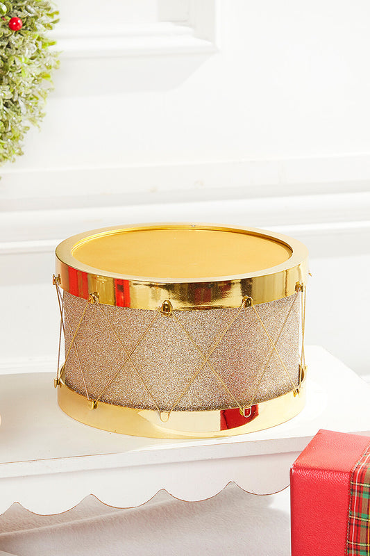 8.5" Gold Glitter Drum for Holiday Decor