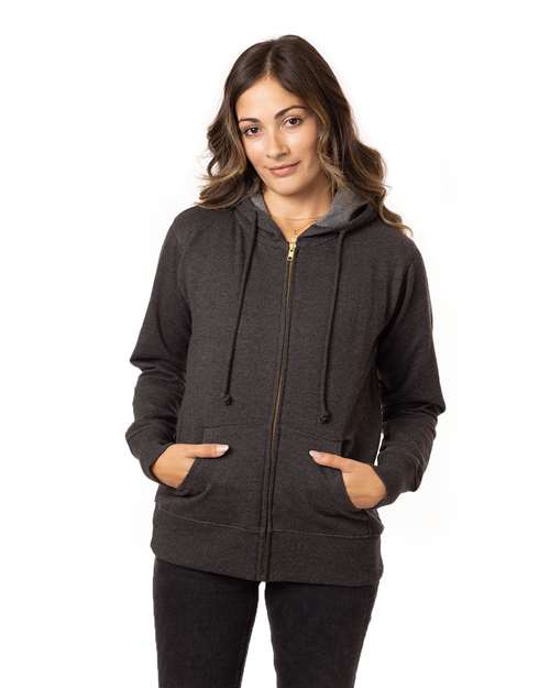 Women's Heathered Full-Zip Hooded Sweatshirt | USA Decoration