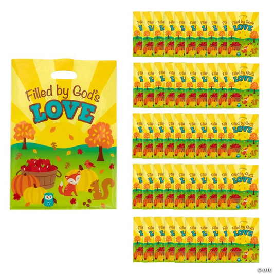 12 1/2" x 17" Bulk 50 Pc. Large Plastic Fall Religious Goody Bags