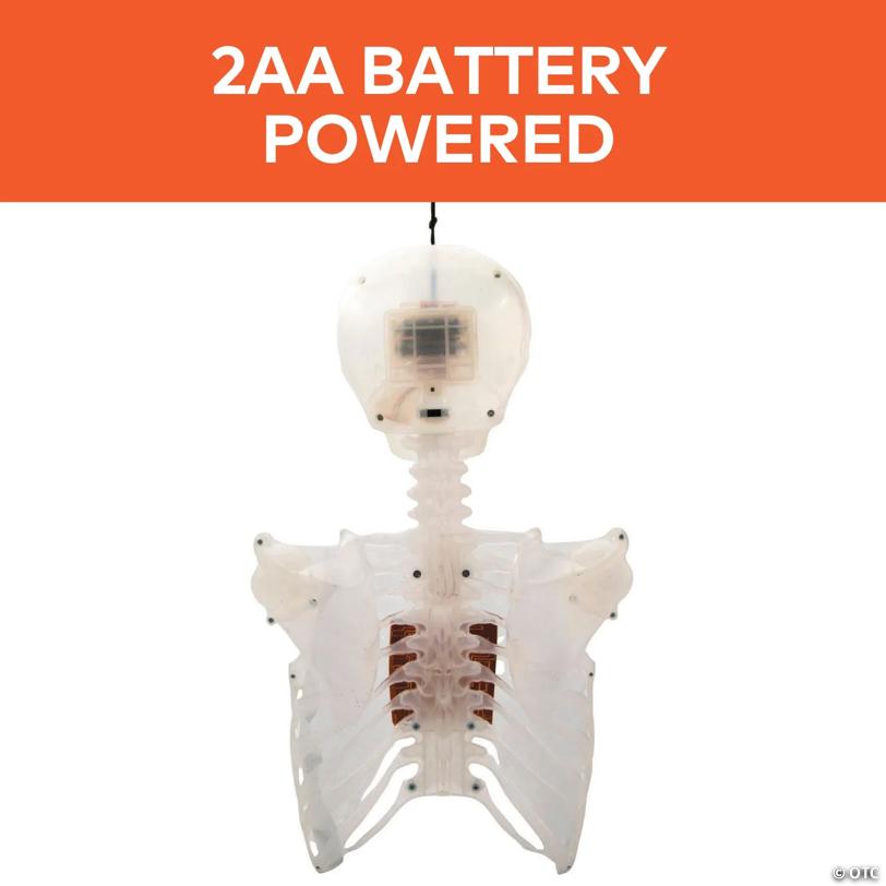 12 1/4" Light-Up Hanging Skeleton Torso with Fire Flashing Halloween Decoration