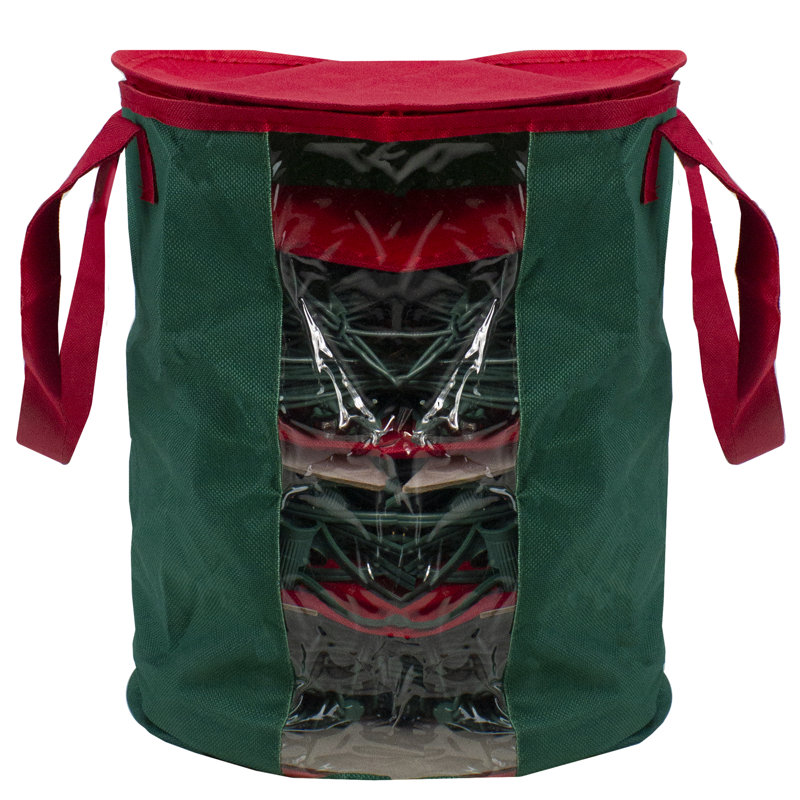 12" Red and Green Christmas Light Storage Organizer with Window