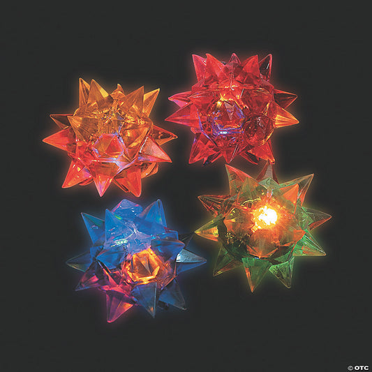 2" Mini Light-Up Flashing Rubber Star Balls Assortment - 12 Pc. | USA Decoration®