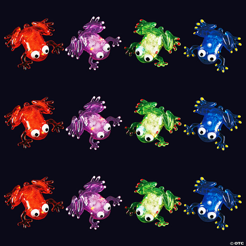 3" Flashing Squishy Red, Green, Purple Blue Frogs with Beads - 12 Pc. | USA Decoration®