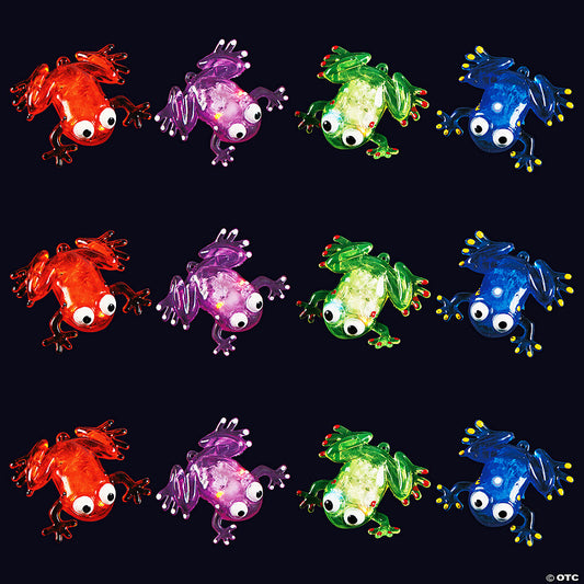 3" Flashing Squishy Red, Green, Purple Blue Frogs with Beads - 12 Pc. | USA Decoration®