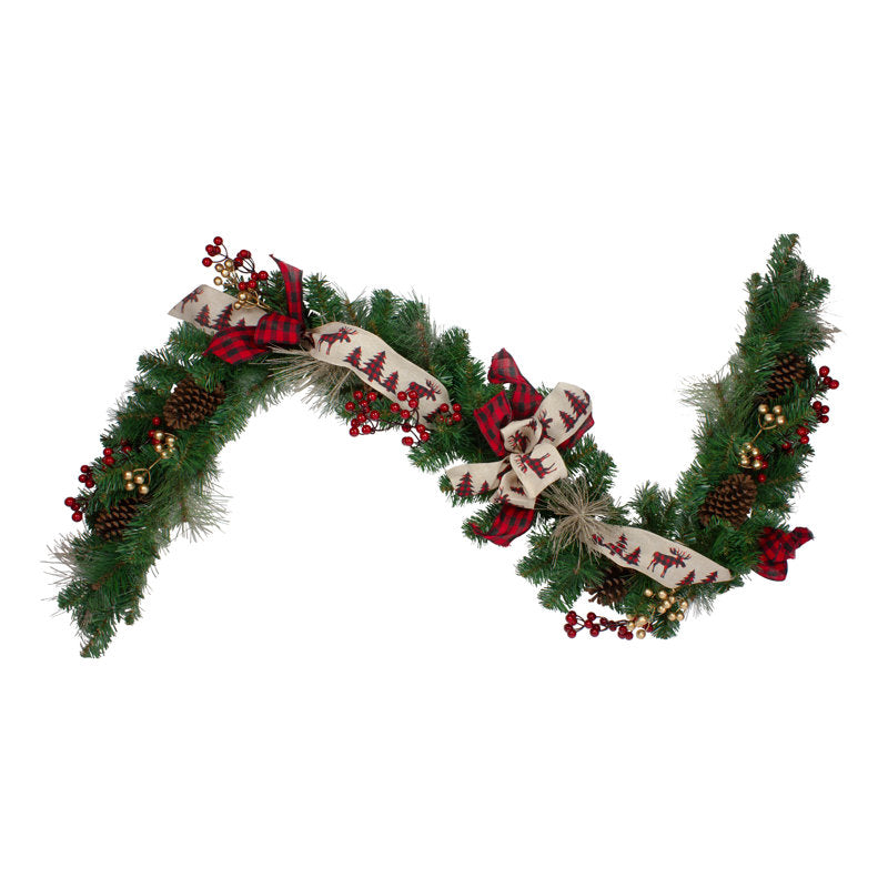 6" Artificial Christmas Garland draped across a fireplace mantel