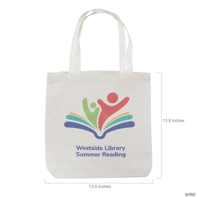 12 3/4" x 12 3/4" Custom Full-Color Logo Medium Canvas Tote Bags - 12 Pc.
