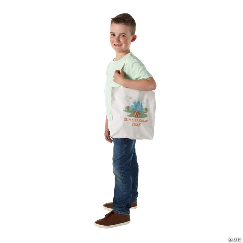 12 3/4" x 12 3/4" Personalized Medium Camp Canvas Tote Bags – 12 Pc.