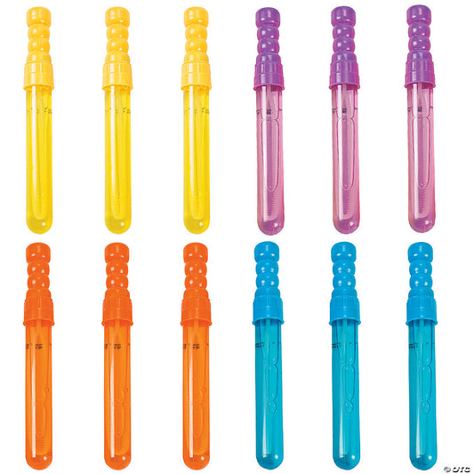 7" Mini Solid Color Plastic Outdoor Bubble Wands - 12 Pc. | USA Decoration®