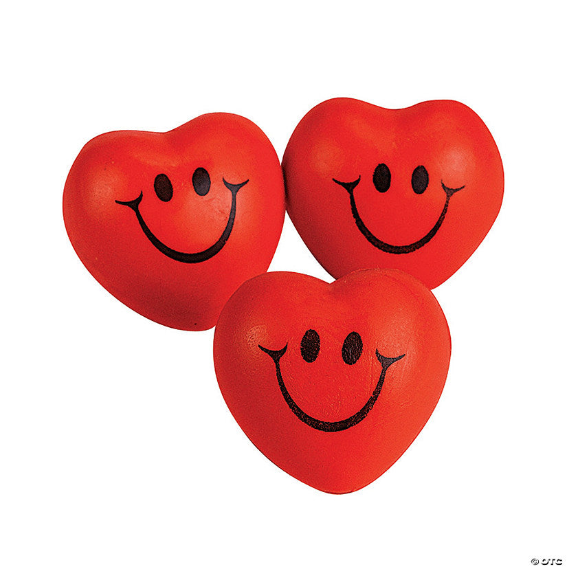 Smile Face Heart-Shaped Stress Balls - 12 Pc. | USA Decoration®