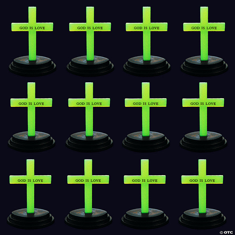 Inspirational Glow-in-the-Dark Crosses with 'God is Love' Inscription - 12 Pc. | USA Decoration®