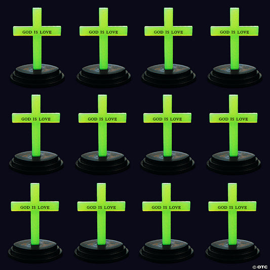 Inspirational Glow-in-the-Dark Crosses with 'God is Love' Inscription - 12 Pc. | USA Decoration®