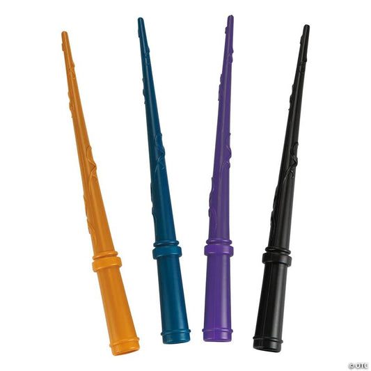 12" Assorted Colors Reusable Plastic Wizard Wands - 12 Pc.
