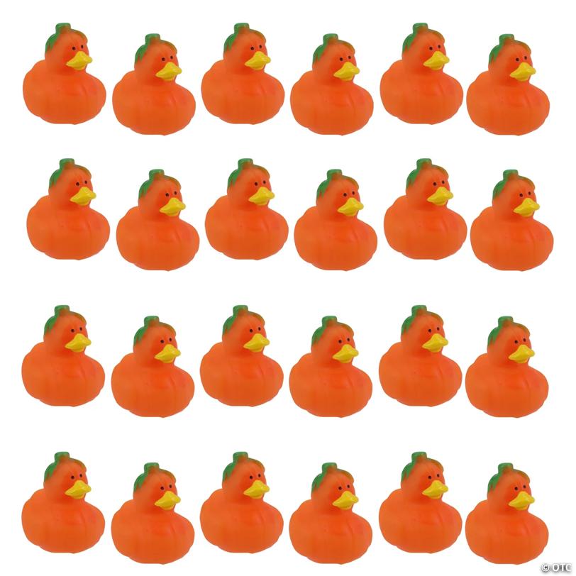 1/2" Micro Halloween Pumpkin Rubber Ducks – 24 Pc.