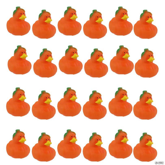 1/2" Micro Halloween Pumpkin Rubber Ducks – 24 Pc.