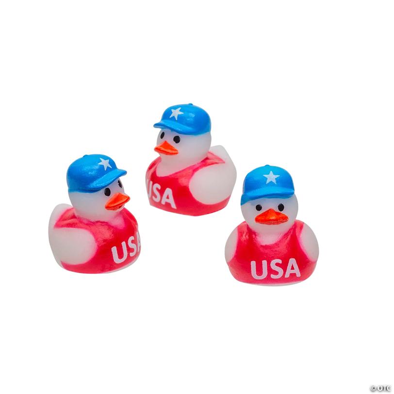 1/2" Micro Patriotic Red, White and Blue Rubber Ducks - 24 Pc.