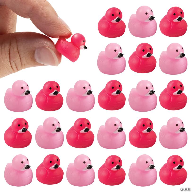 1/2" Micro Tropical Flamingo Rubber Ducks - 24 Pc.