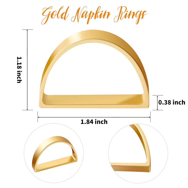 12 Pack Gold Napkin Rings Set, Semicircle Metal Napkin Holders For Wedding Banquet Party, Christmas Thanksgiving Easter Dinner Table Decor