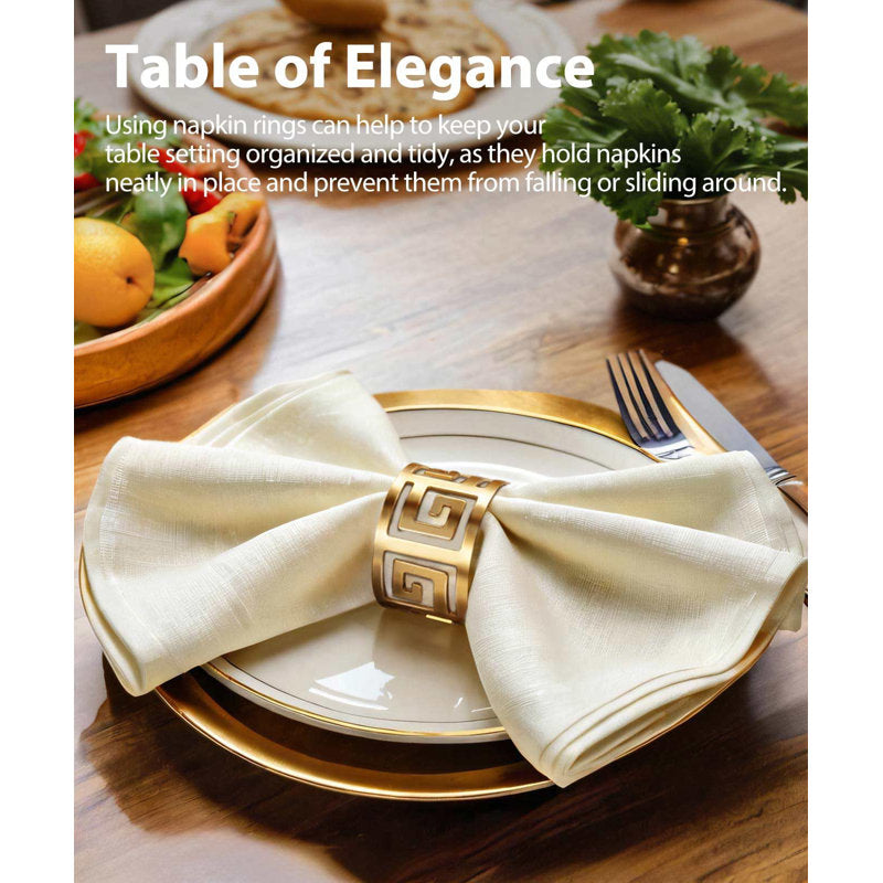 12 Pack Luxury Hollow Out Napkin Rings Set, Elegant Wedding Napkin Holders For Birthday Party Dining Table Decor, Premium Metal Table Settings