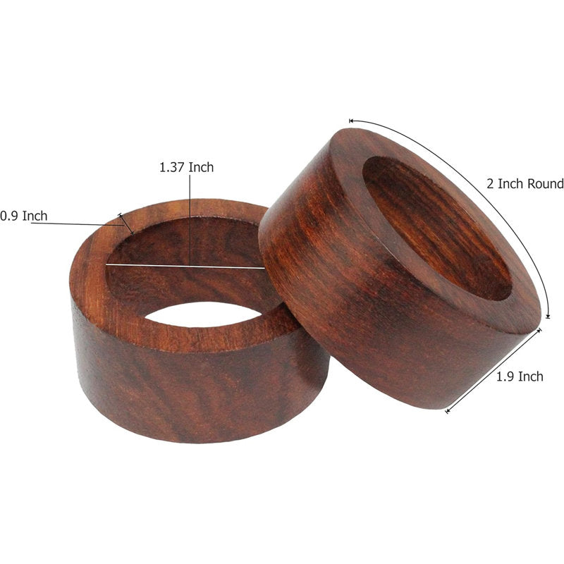 12 Pack Wood Napkin Rings Set, Handmade Farmhouse Napkin Holders For Thanksgiving Christmas, Dark Natural Rustic Table Decor For Holiday Party