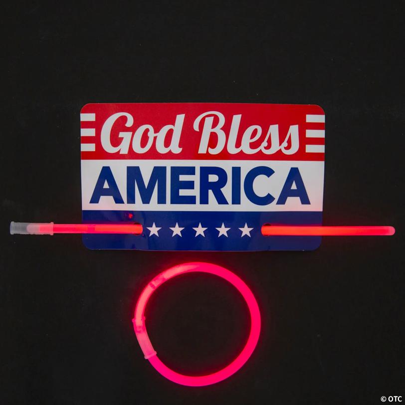 12 Pc. 8" Religious Patriotic Glow Stick Bracelets with Card for 12