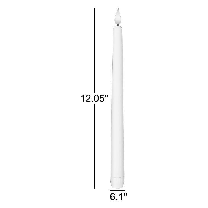 12 Pcs Flameless Taper Candles With Remote Timer Dimmer, 11 Inches White Led Taper Candles, Plastic Battery Operated Candlesticks With Flickering Flame For Halloween Christmas Wedding Party