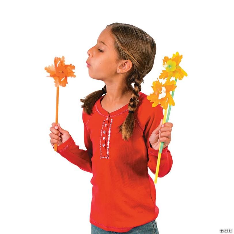 12" Red, Orange & Yellow Fall Leaves Plastic Pinwheels - 36 Pc.