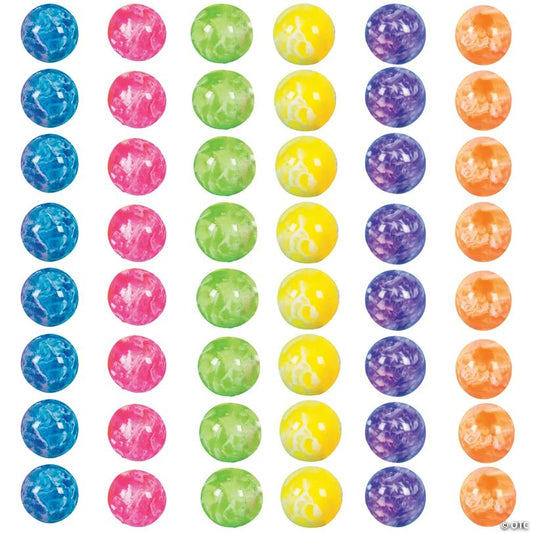 1/2" -  5/8" Bulk 48 Pc. Mini Neon Swirl Rubber Bouncy Balls
