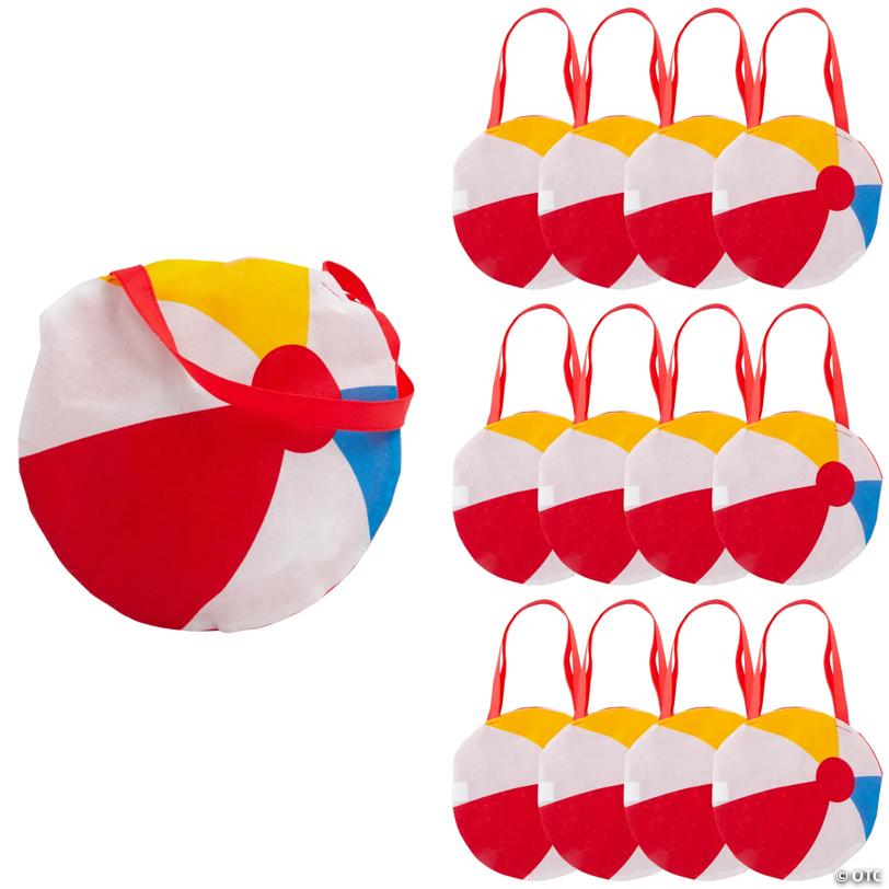 12" x 12" Medium Beach Ball-Shaped Nonwoven Tote Bags - 12 Pc.