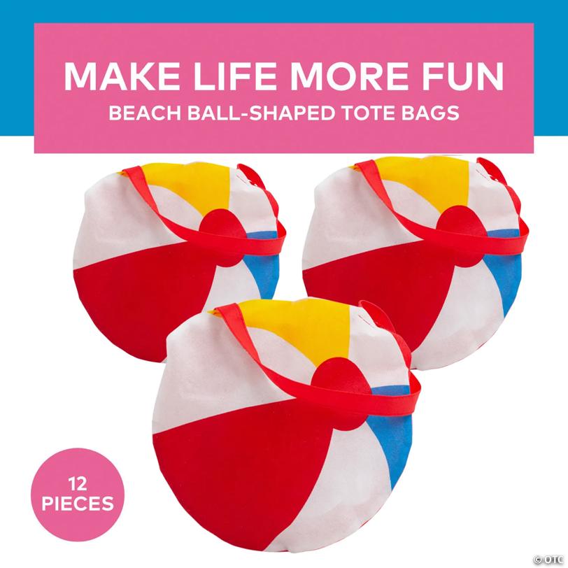 12" x 12" Medium Beach Ball-Shaped Nonwoven Tote Bags - 12 Pc.