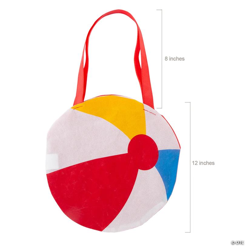 12" x 12" Medium Beach Ball-Shaped Nonwoven Tote Bags - 12 Pc.