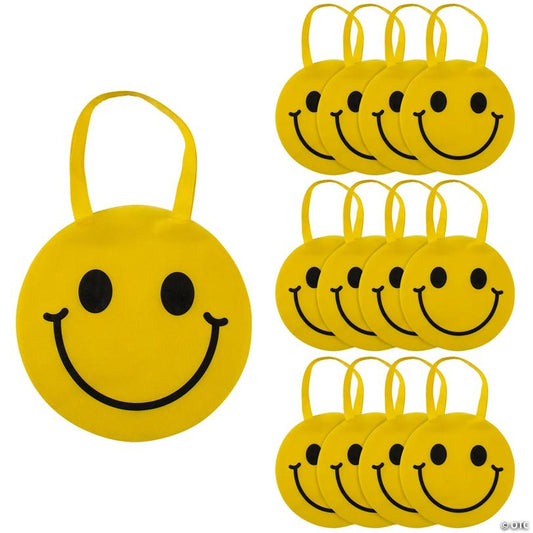 12" x 12" Smile Face Round Nonwoven Tote Bags - 12 Pc.