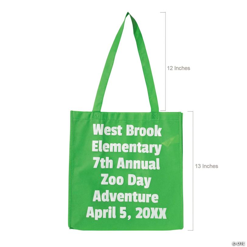 12" x 13" Bulk 50 Pc. Personalized Large Primary Color Shopping Tote Bags