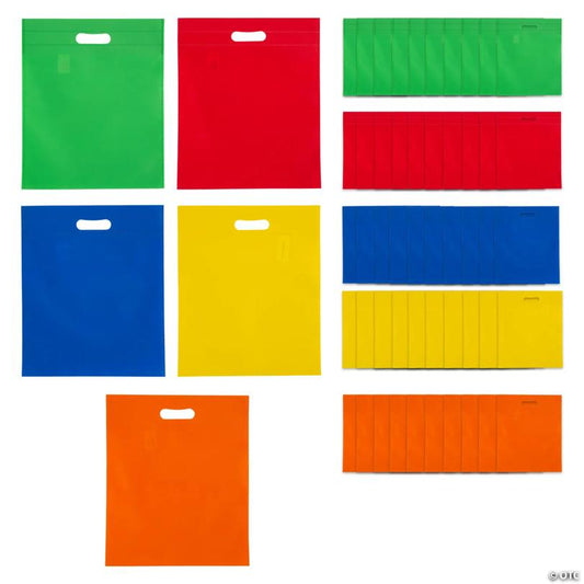 12" x 14 1/2" Bulk 50 Pc. Large Nonwoven Cutout Handle Tote Bag Assortment