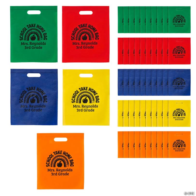 12" x 14 1/2" Bulk 50 Pc. Personalized Large Cutout Handle School Take Home Tote Bags