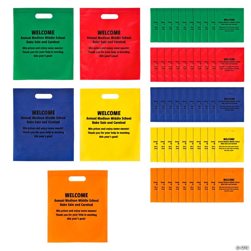 12" x 14 1/2" Bulk 50 Pc. Personalized Large Cutout Handle Tote Bags