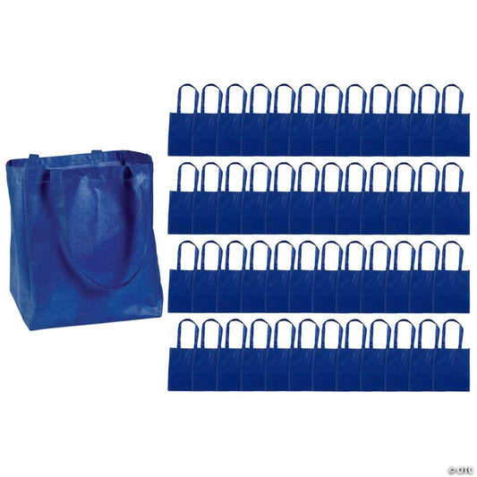 12" x 14" Bulk 48 Pc. Large Nonwoven Blue Shopper Tote Bags