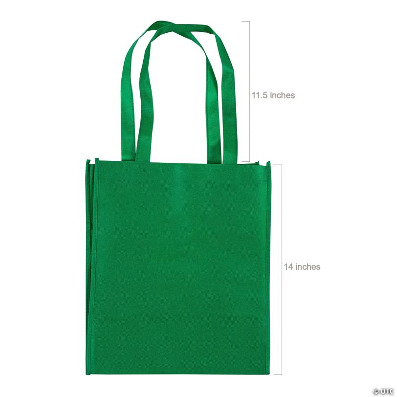 12" x 14" Bulk 48 Pc. Large Nonwoven Green Shopper Tote Bags