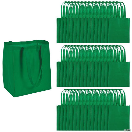 12" x 14" Bulk 48 Pc. Large Nonwoven Green Shopper Tote Bags