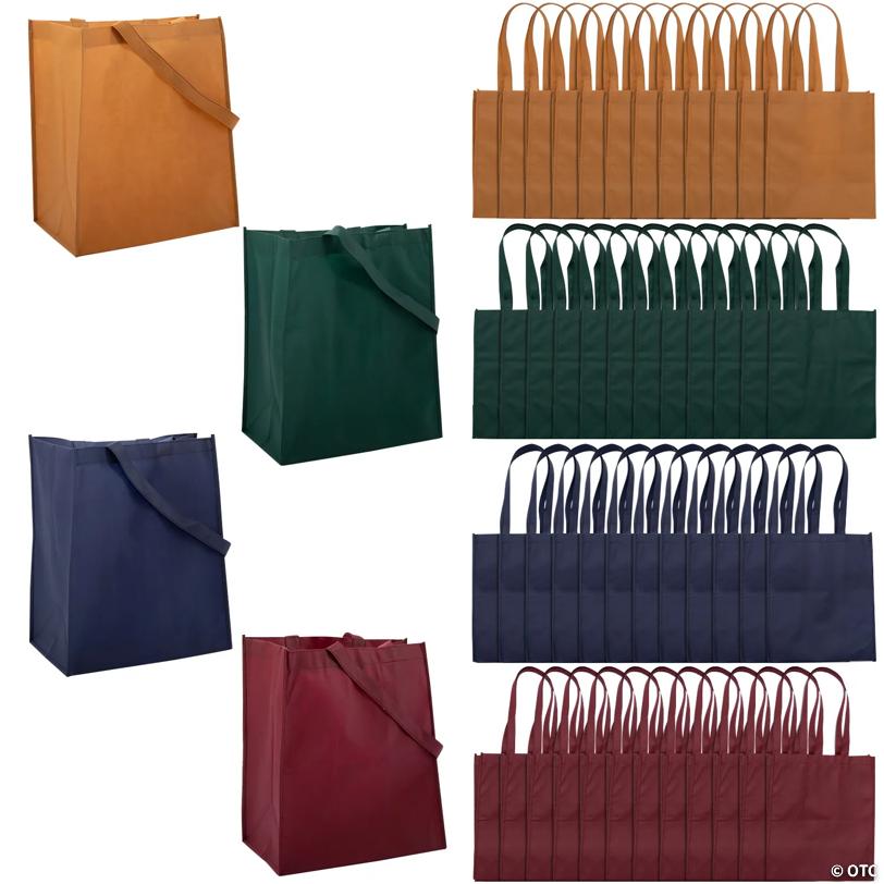 12" x 14" Bulk 48 Pc. Medium Earth Tone Nonwoven Tote Bags