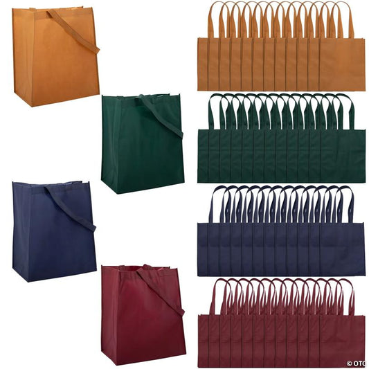 12" x 14" Bulk 48 Pc. Medium Earth Tone Nonwoven Tote Bags