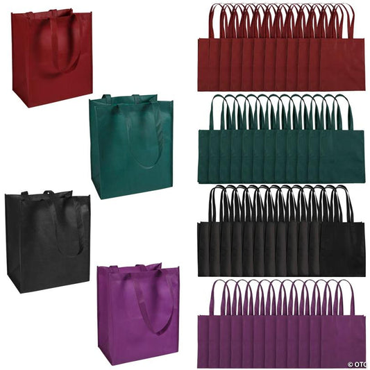 12" x 14" Bulk 48 Pc. Medium Jewel Tone Nonwoven Tote Bags
