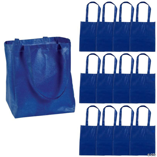 12" x 14" Large Blue Shopper Nonwoven Tote Bags - 12 Pc.