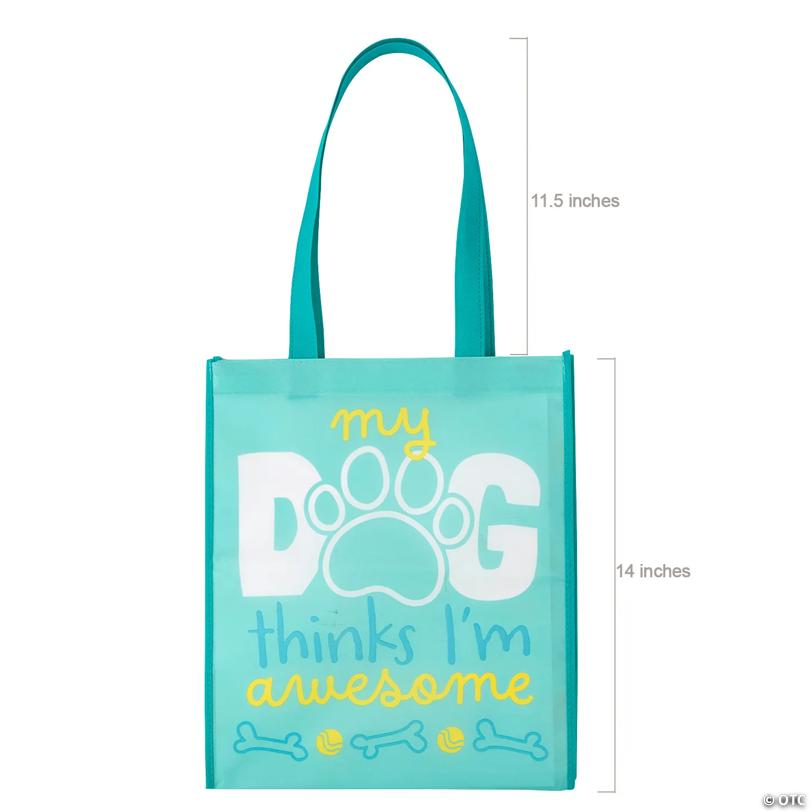 12" x 14" Large Dog Paw Print Laminated Nonwoven Shopper Tote Bags – 6 Pc.