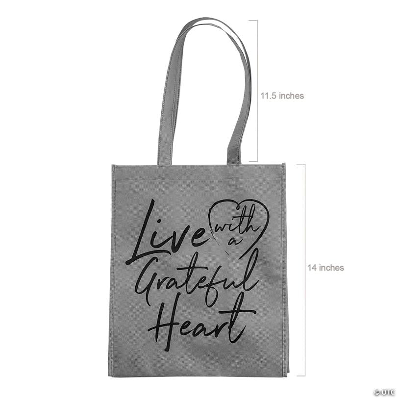 12" x 14" Large Grateful Heart Shopper Tote Bags - 12 Pc.