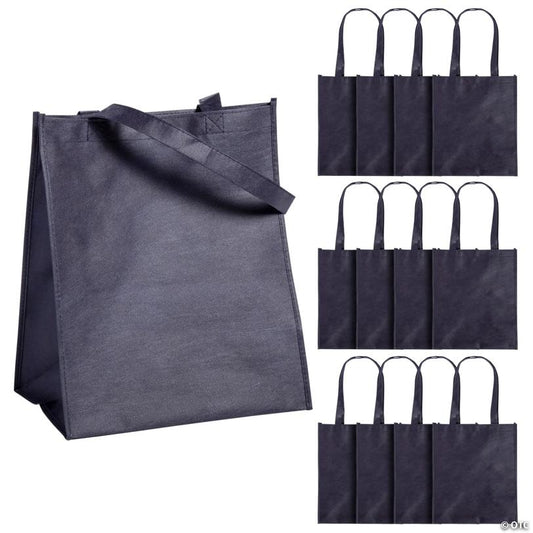 12" x 14" Large Navy Blue Nonwoven Shopper Tote Bags - 12 Pc.