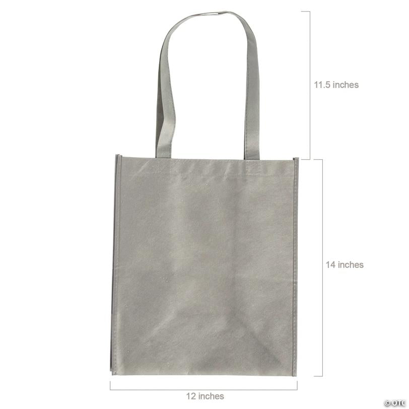 12" x 14" Large Grey Shopper Nonwoven Tote Bags - 12 Pc.