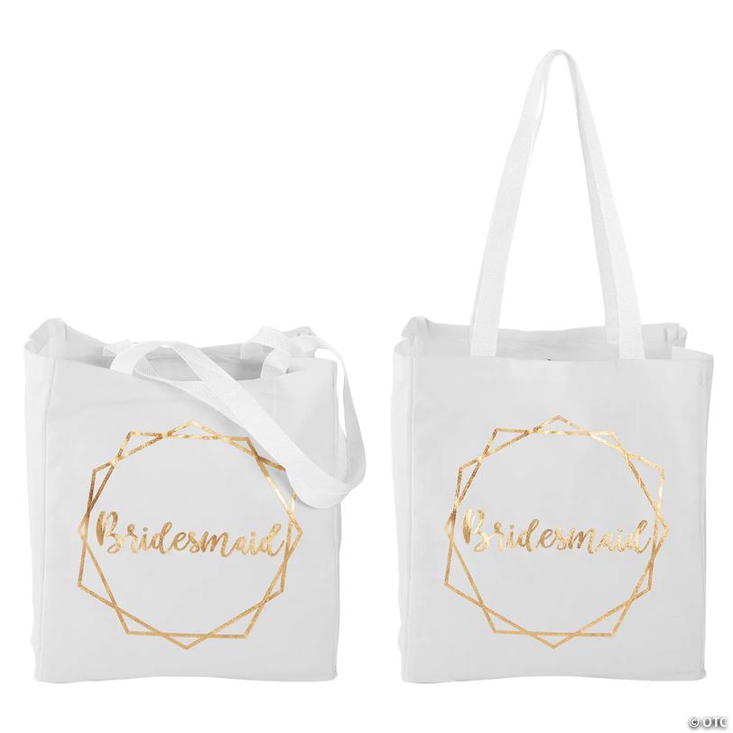 12" x 14" Medium Canvas Geometric Bridesmaid Tote Bag